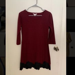 Maroon Long Sleeve Dress